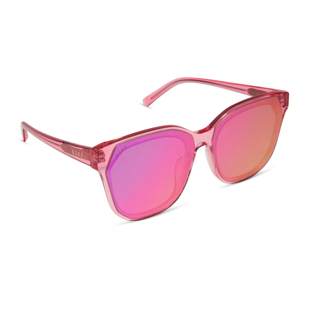 gia candy pink crystal + pink rush mirror sunglasses