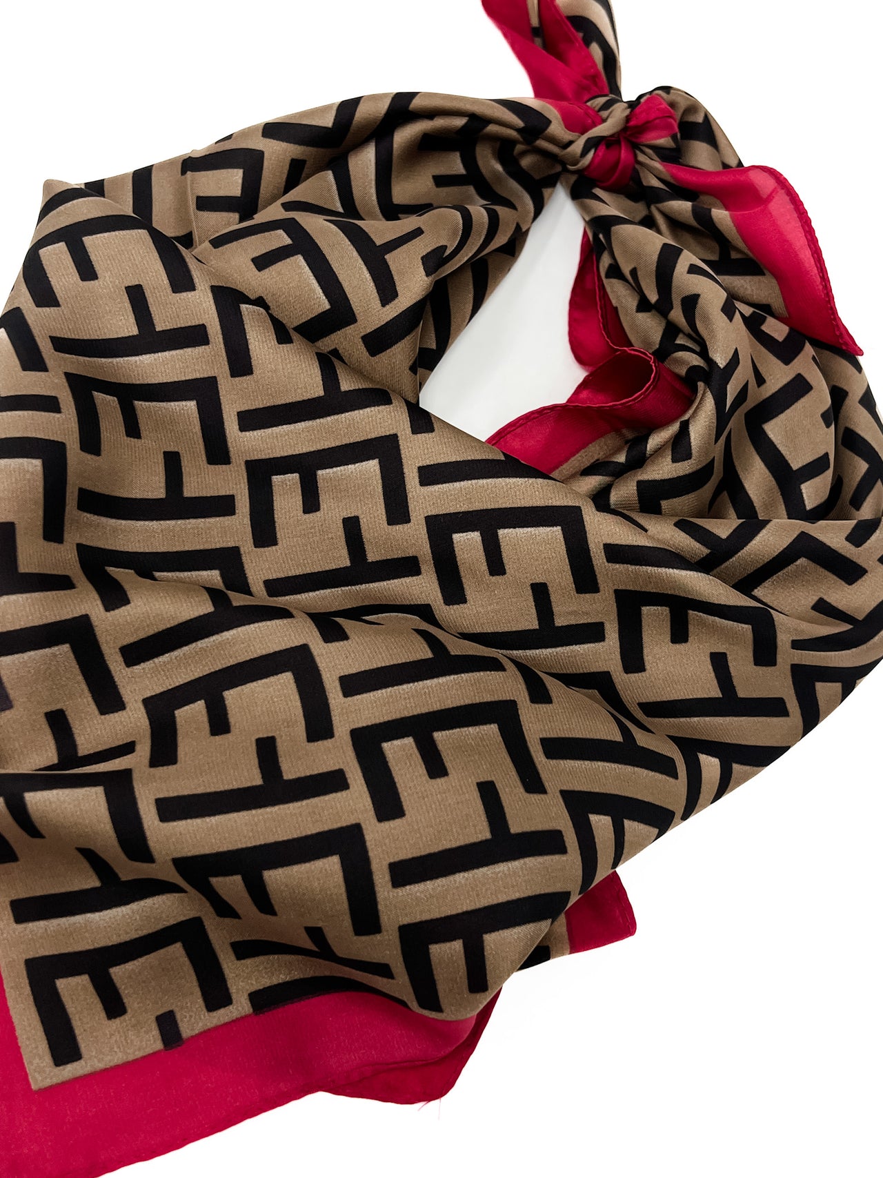 Raven Brown Maze & Red Outline Scarf