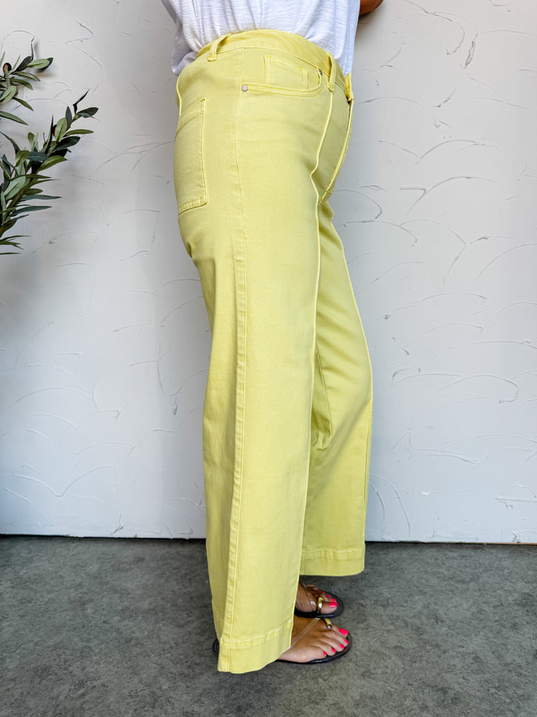 Prettiest Wish High Rise Wide Leg Jeans- Acacia