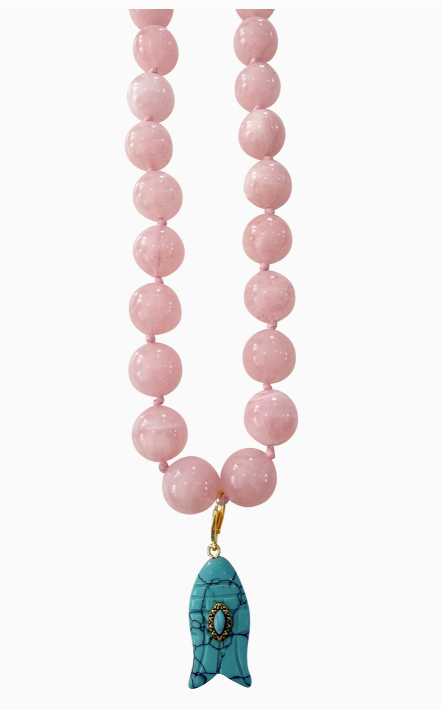 {Gemelli} Kiawah Beaded Fish Charm Necklace- Pink
