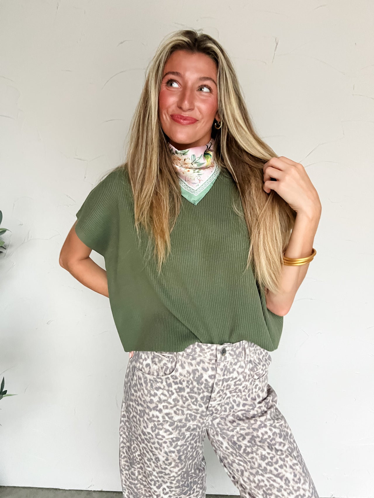 Stay Cute And Comfy Mock Neck Sweater- Lt Olive