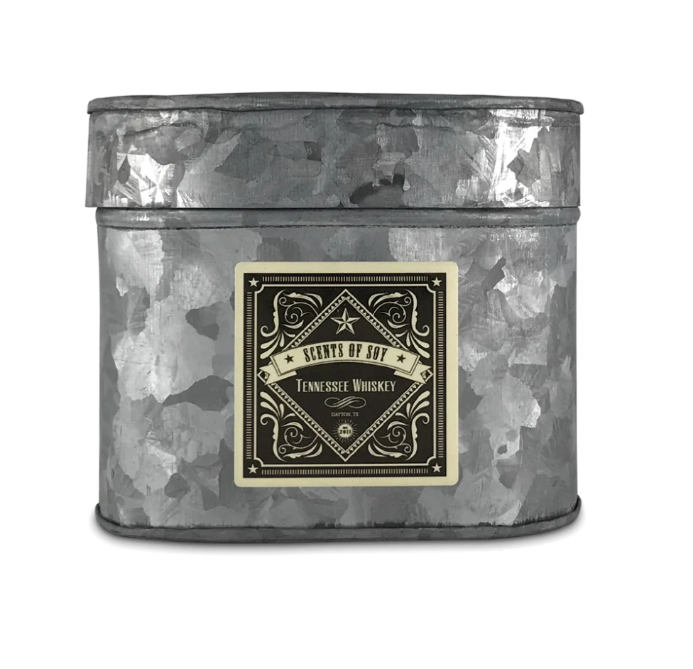 Tennessee Whiskey Galvanized Oval Tin Soy Candle