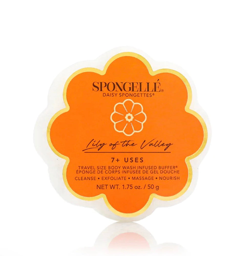 Spongellé Daisy Spongettes Lily of the Valley on a light green background