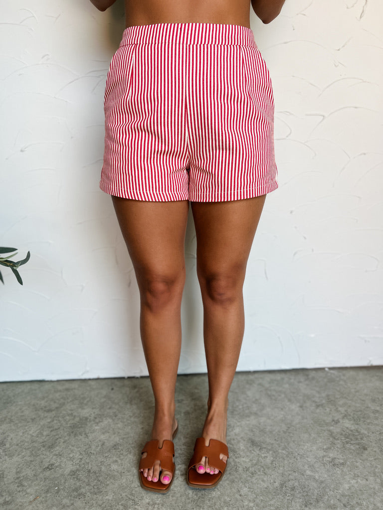 Be Kind Today Striped Tailored Shorts