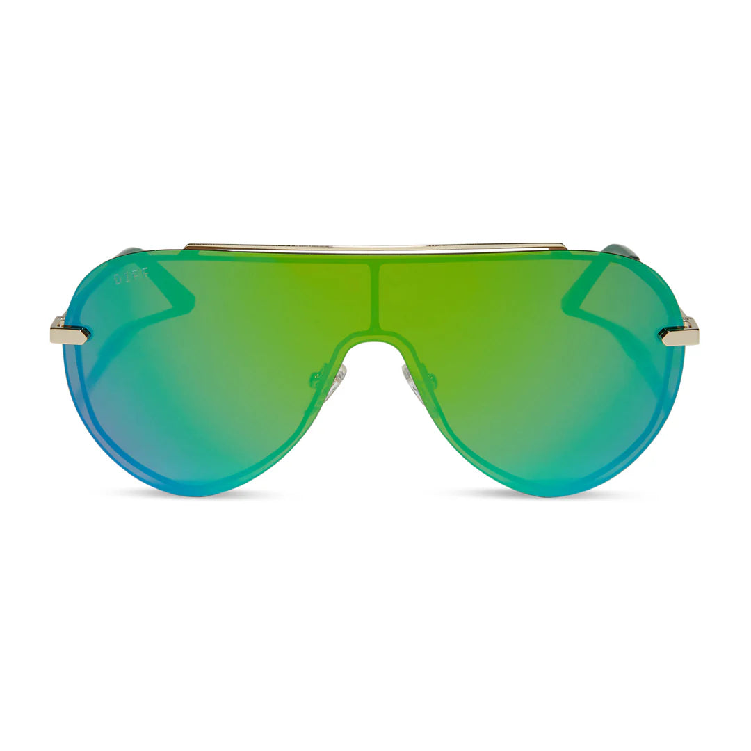 {DIFF} imani gold + turquoise ice mirror sunglasses