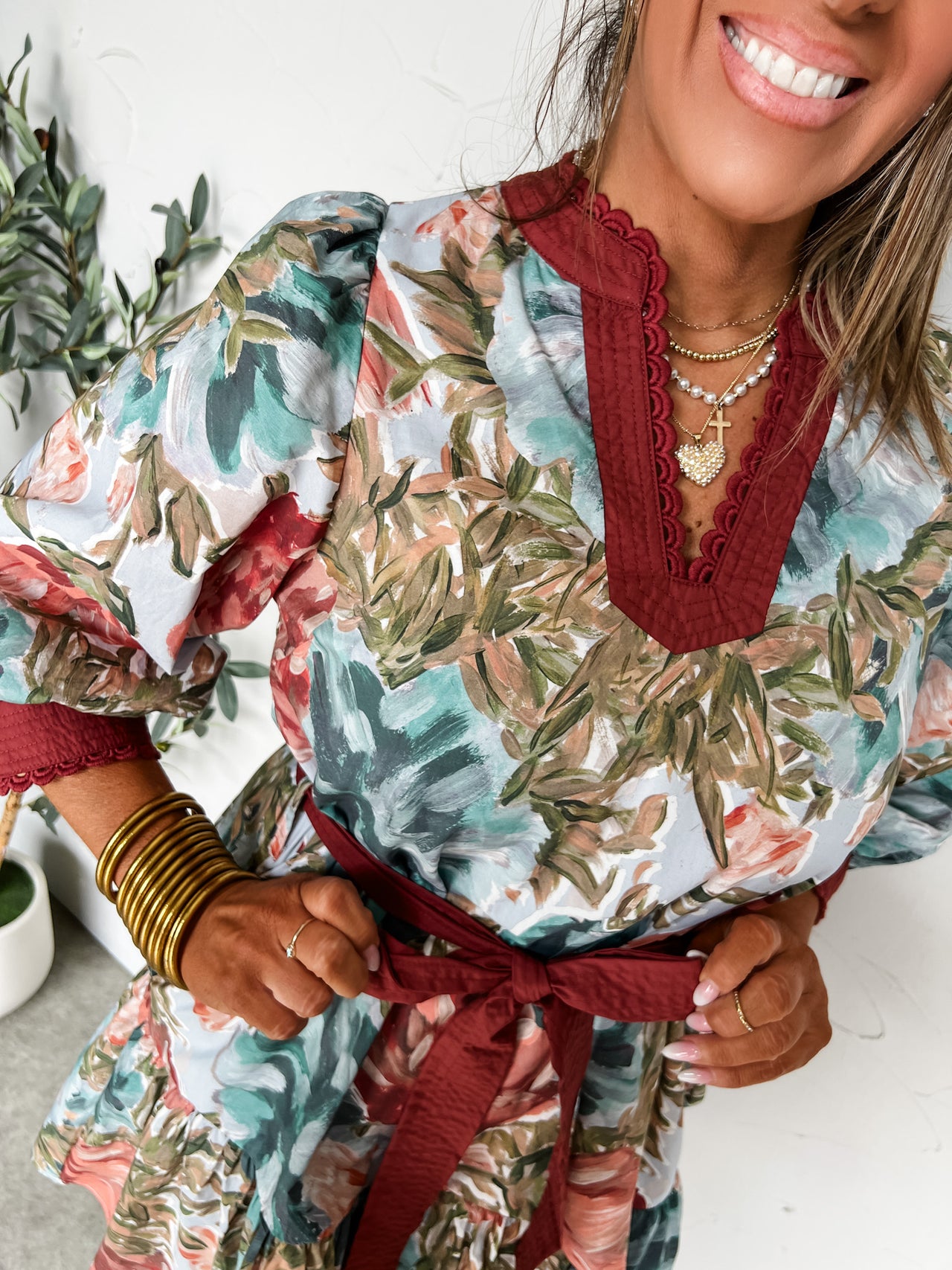 A Little Statement Floral Self Tie Dress