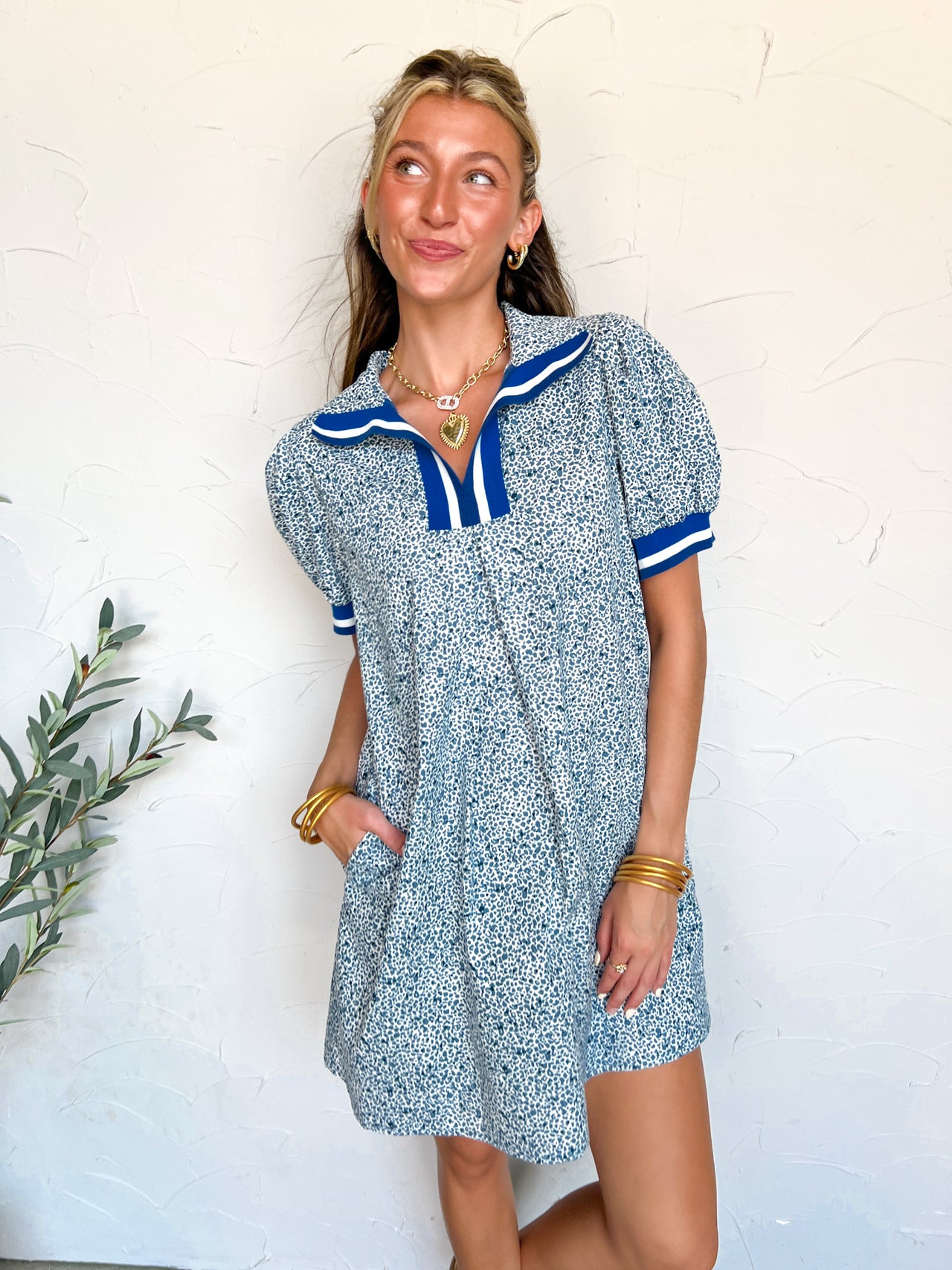 Small Town Charm V Neck Dress