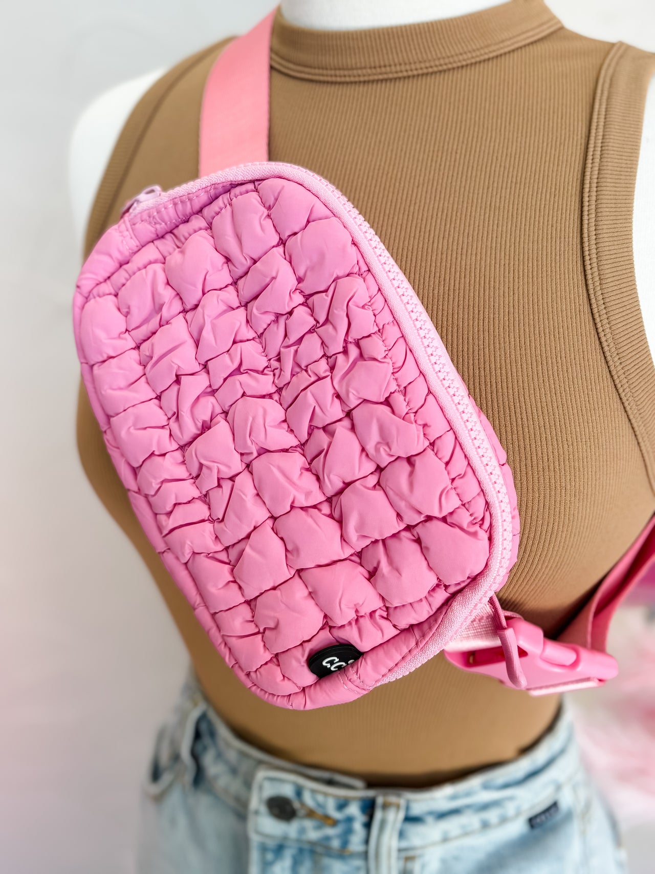 Quilted Belt Bag- Pink