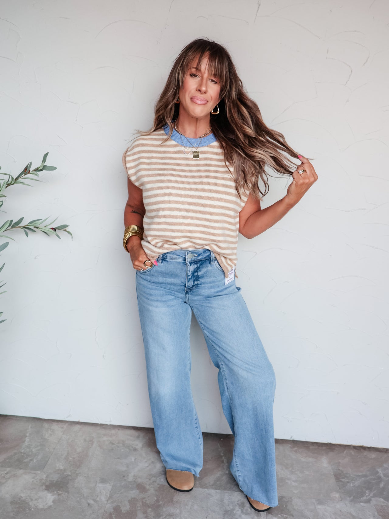 Hold That Thought Stripe Sweater Knit Top