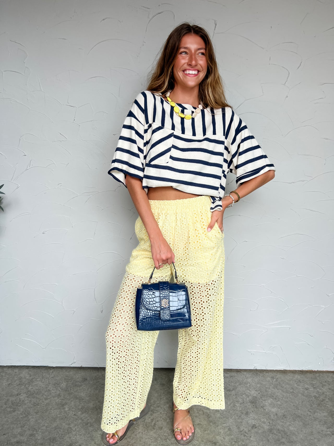 All That You Need Striped Top- Navy