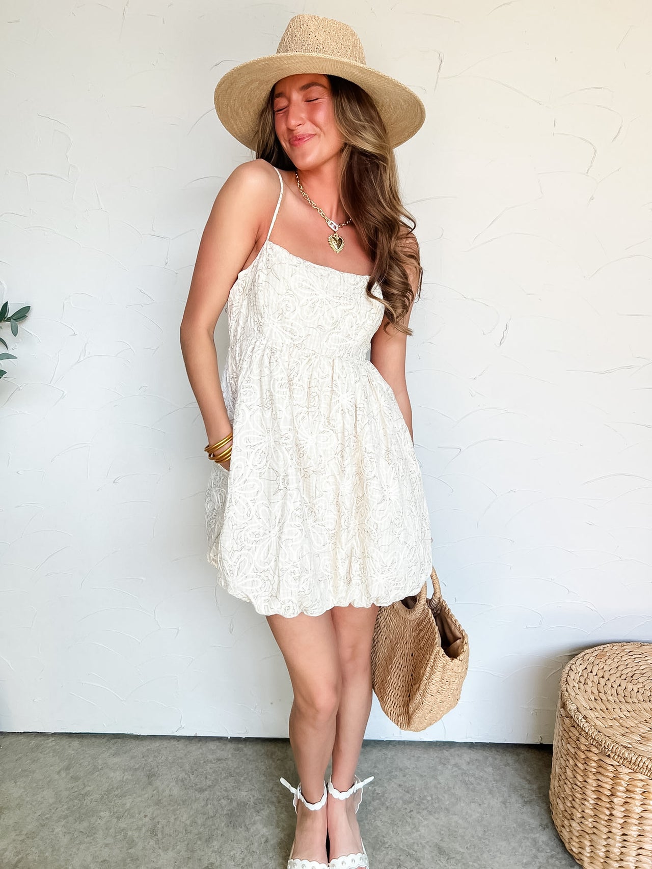 Learn From The Best Floral Eyelet Babydoll Dress