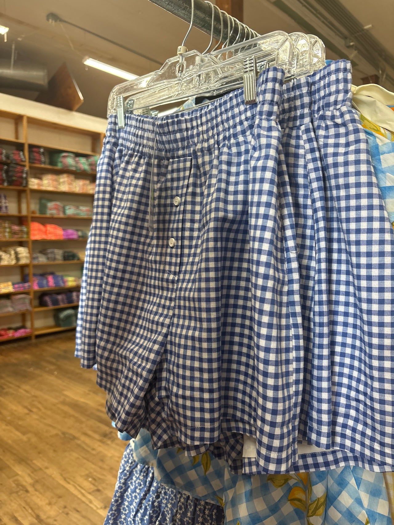 It's A Must Gingham Boxer Shorts - Denim Blue