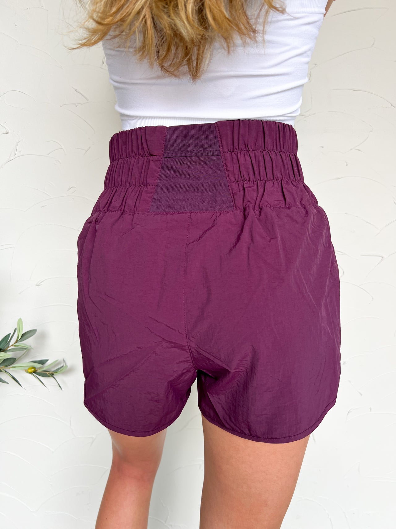 Calling All Runners Smocked Shorts- Eggplant
