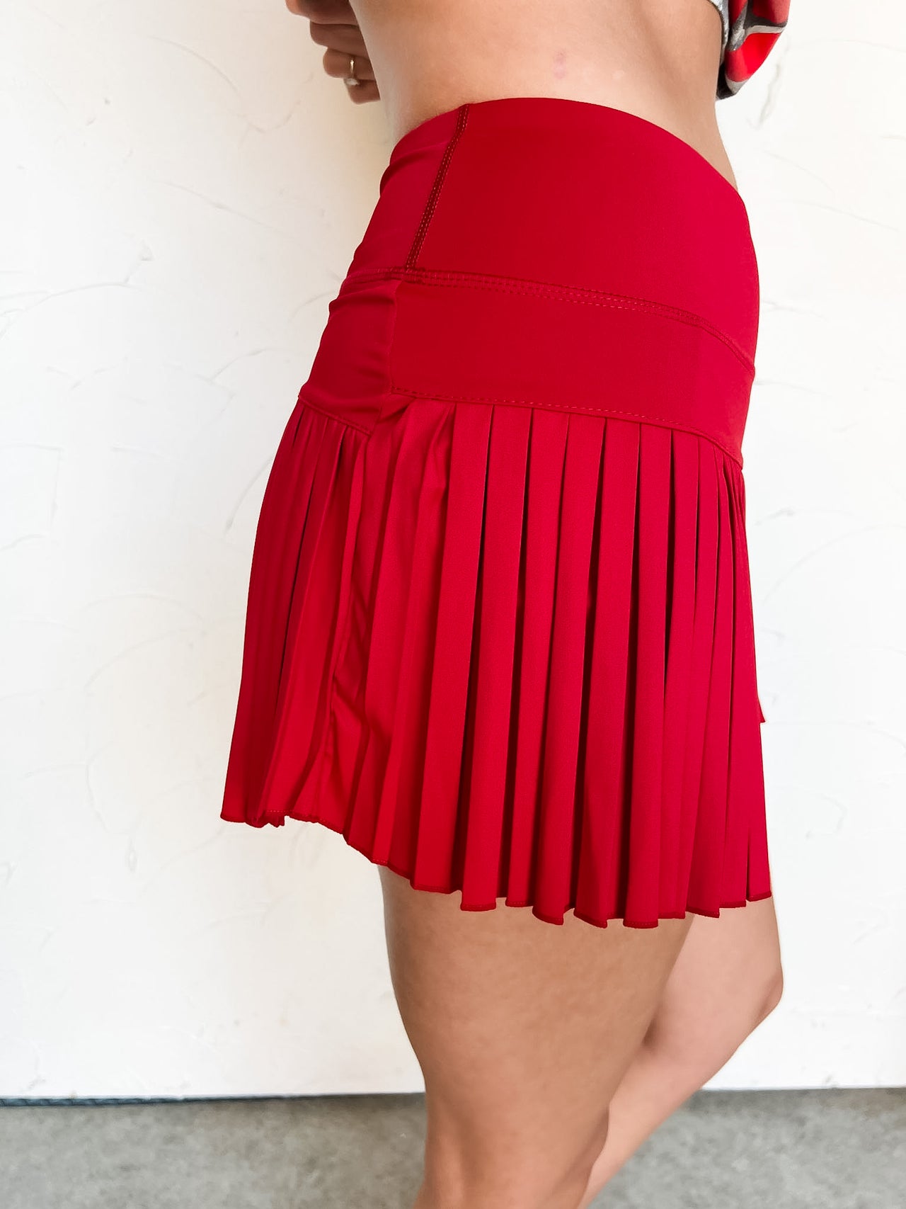 Live In The Moment Pleated Tennis Skort- Cherry