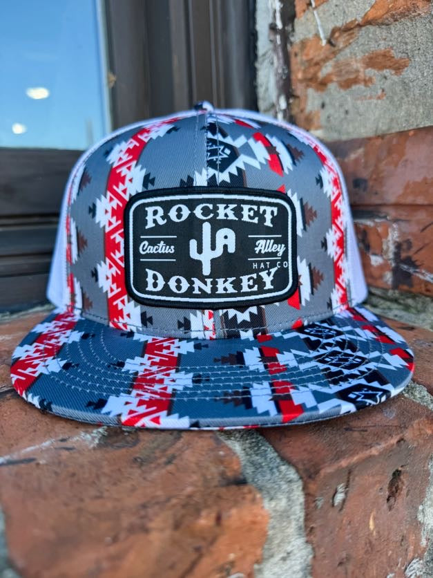 Rocket Donkey Hat- Red/White Aztec