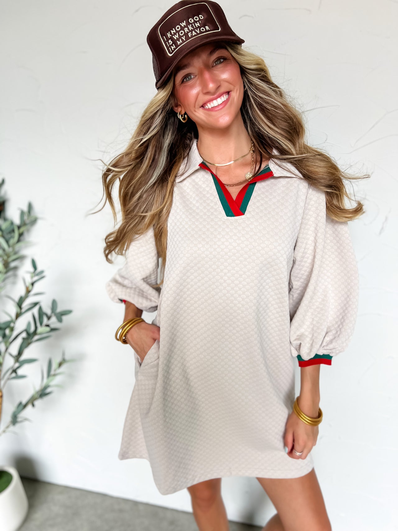 What's Next V Neck Stripe Top- Beige