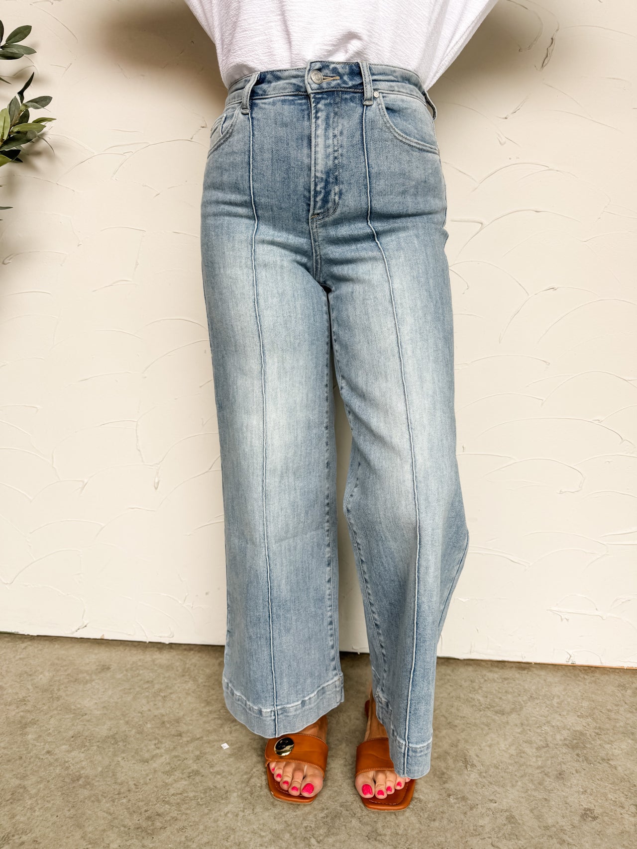 Prettiest Wish High Rise Wide Leg Jeans- Light Wash