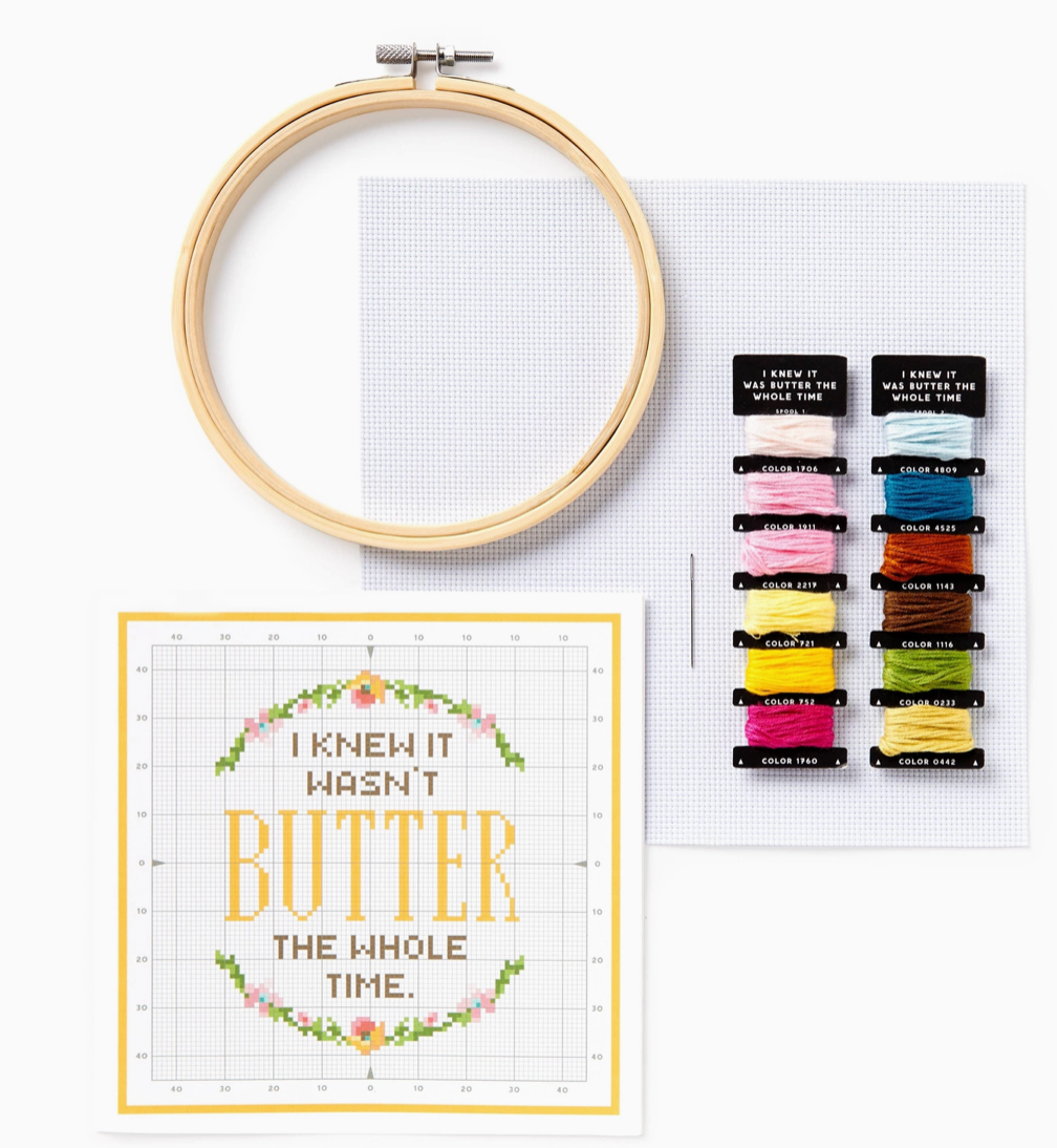 Brass Monkey I Knew It Wasn't Butter Cross Stitch Kit