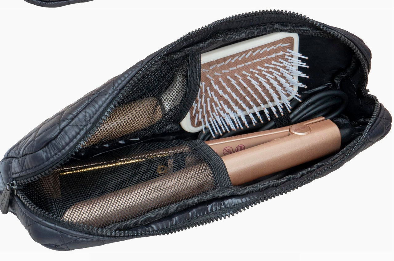 Diamond Quilted Hair Tool Zippered Travel Case- Single Layer