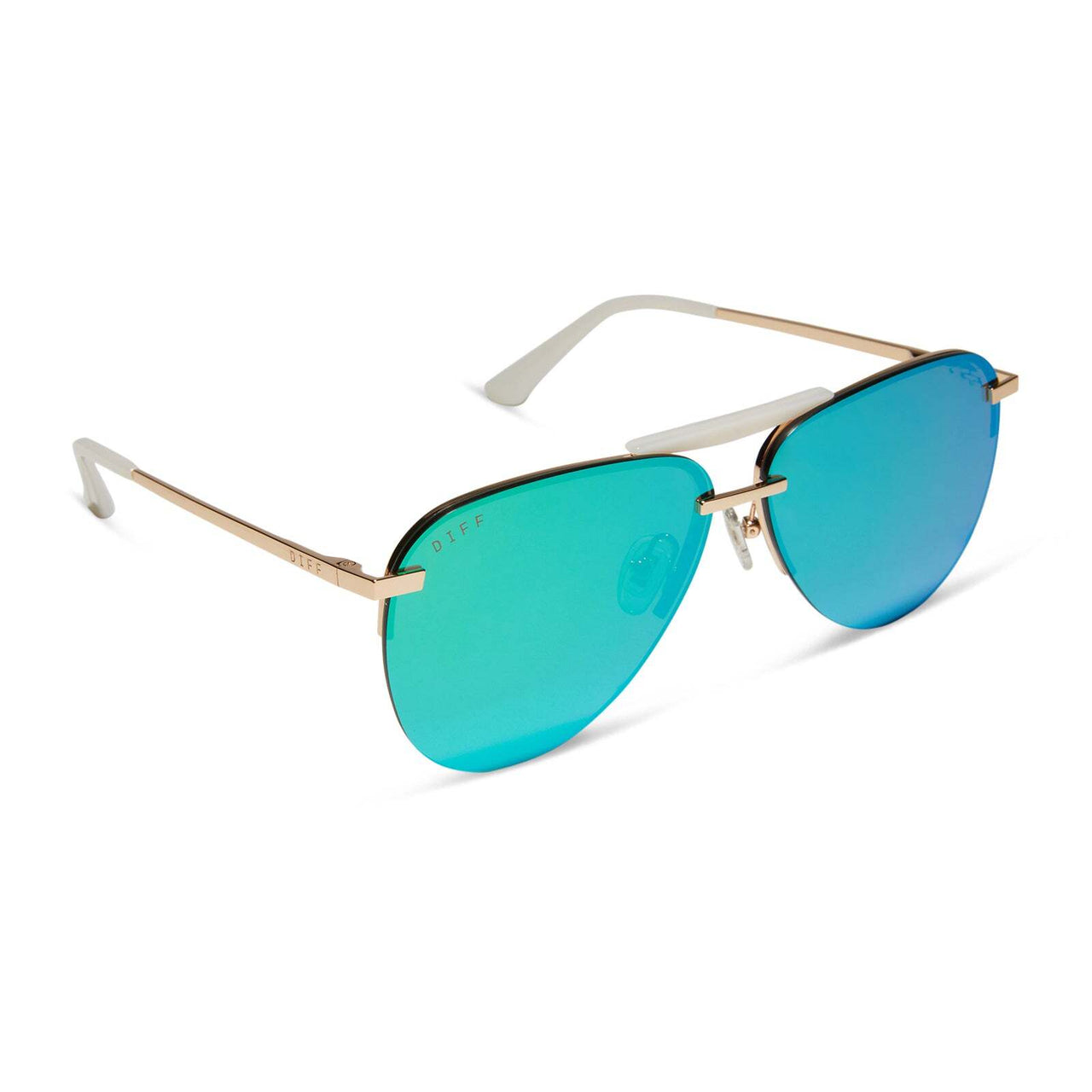 {DIFF} Tahoe gold + green mirror sunglasses