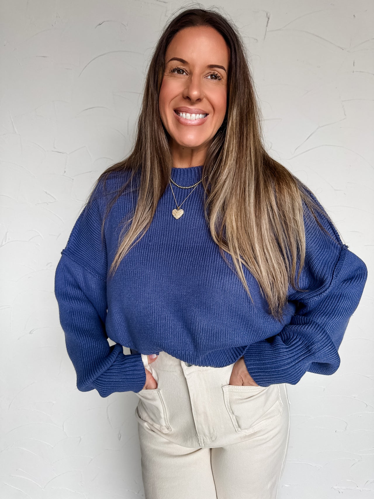 Make A Statement Sweater- Dusty Indigo