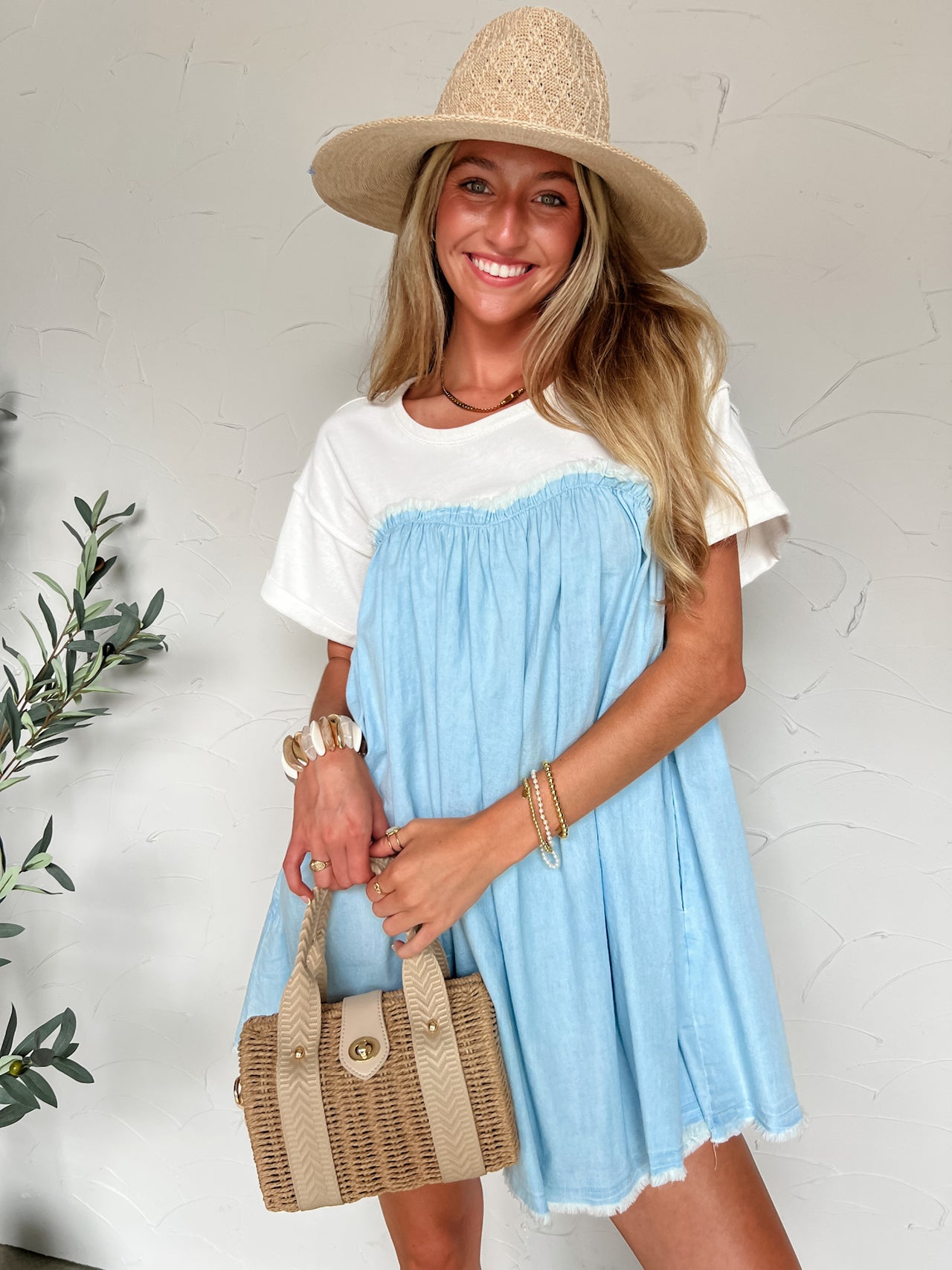 Women With Attitude Chambray Babydoll Dress