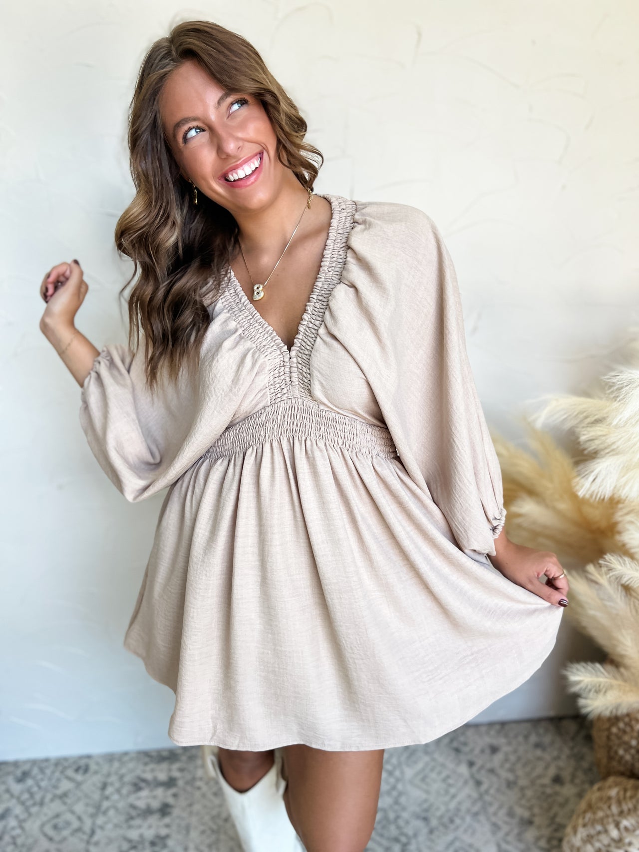 A Step Up Flowy V Neck Dress