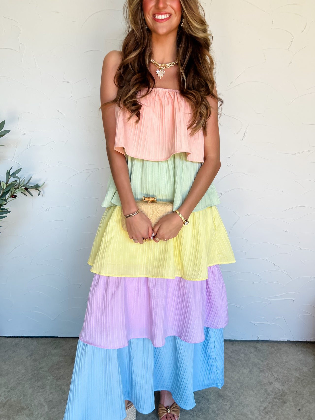 Eggstraordinary Multi Colored And Tiered Maxi Dress