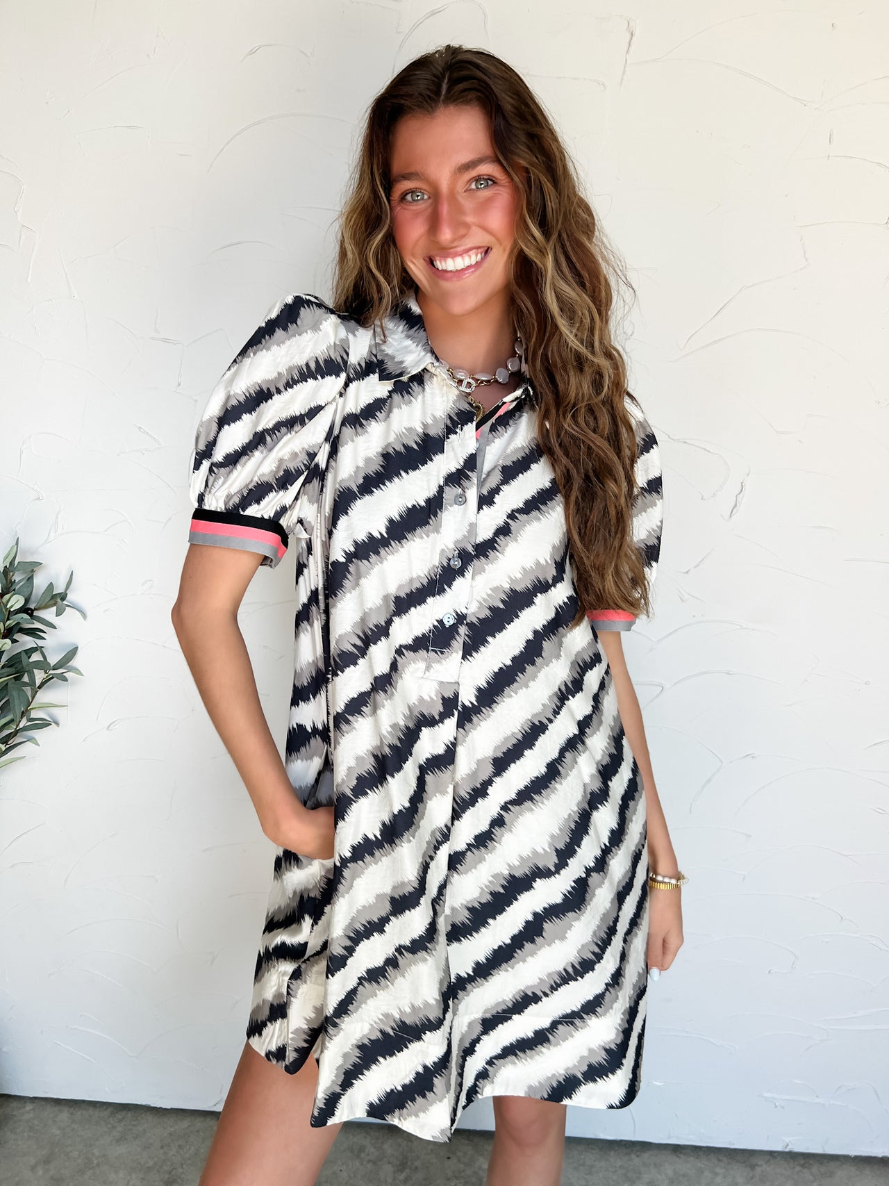 Falling In Line Puff Sleeve Dress