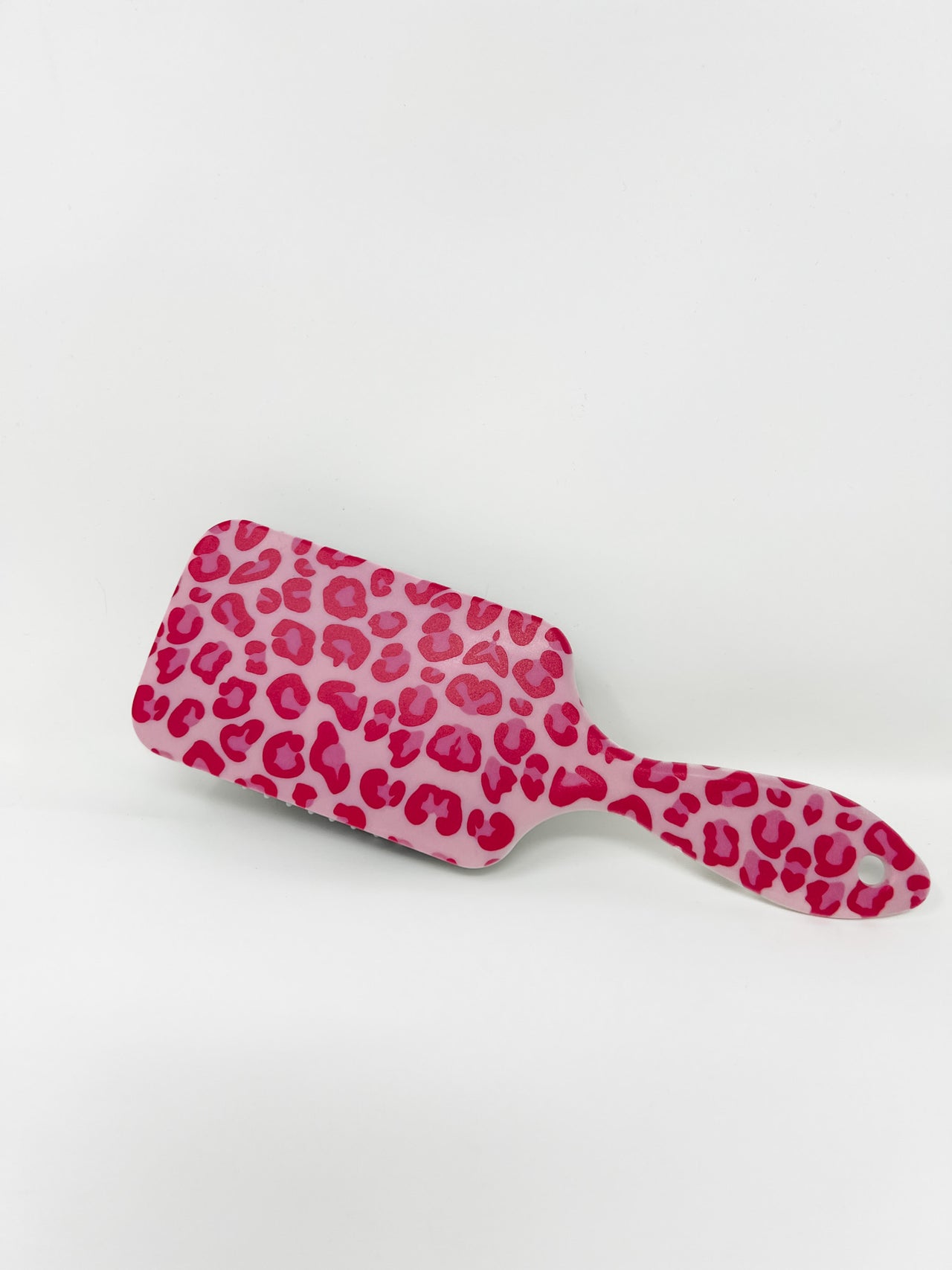 Square Hair Brush- Pink Leopard