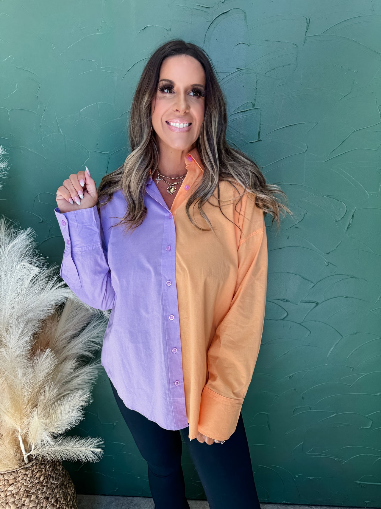 Influence Me Color Block Lavender Top