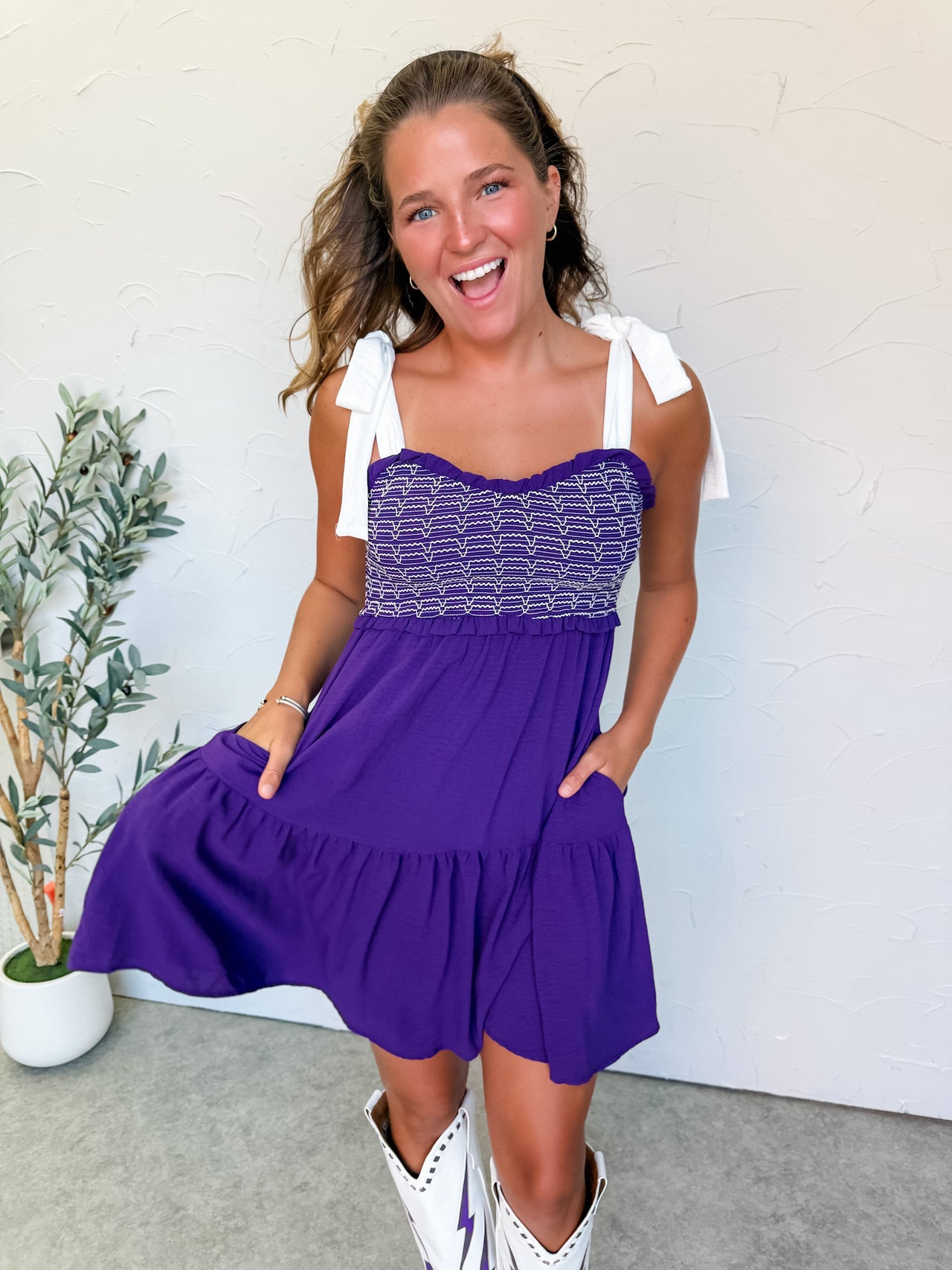 Feeling Great Bow Tie Tiered Dress
