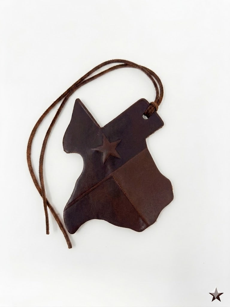 TX Shape Texas Flag Car Scent- Leather