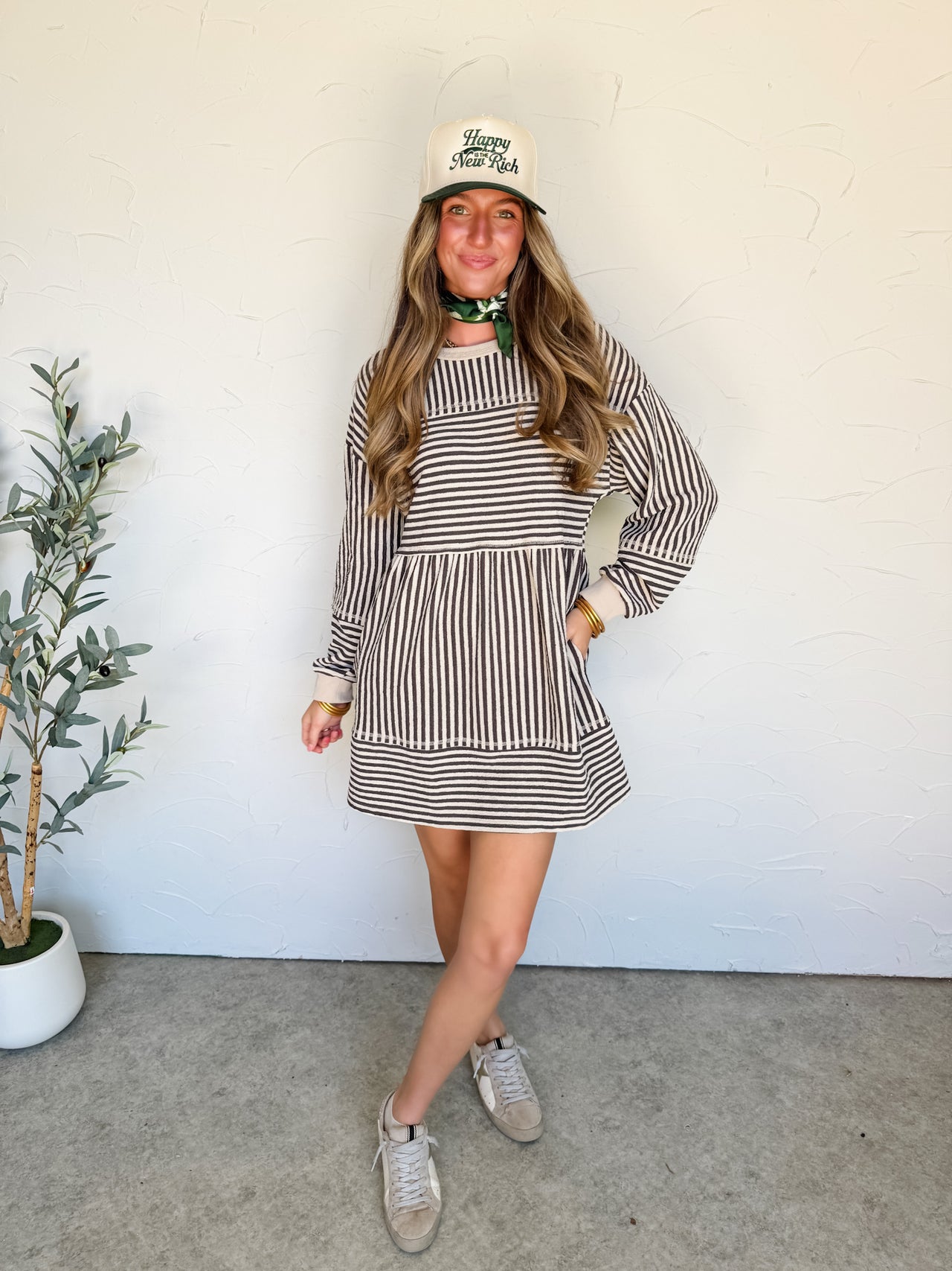 Cloud Gazing Oversized Striped Knit Mini Dress