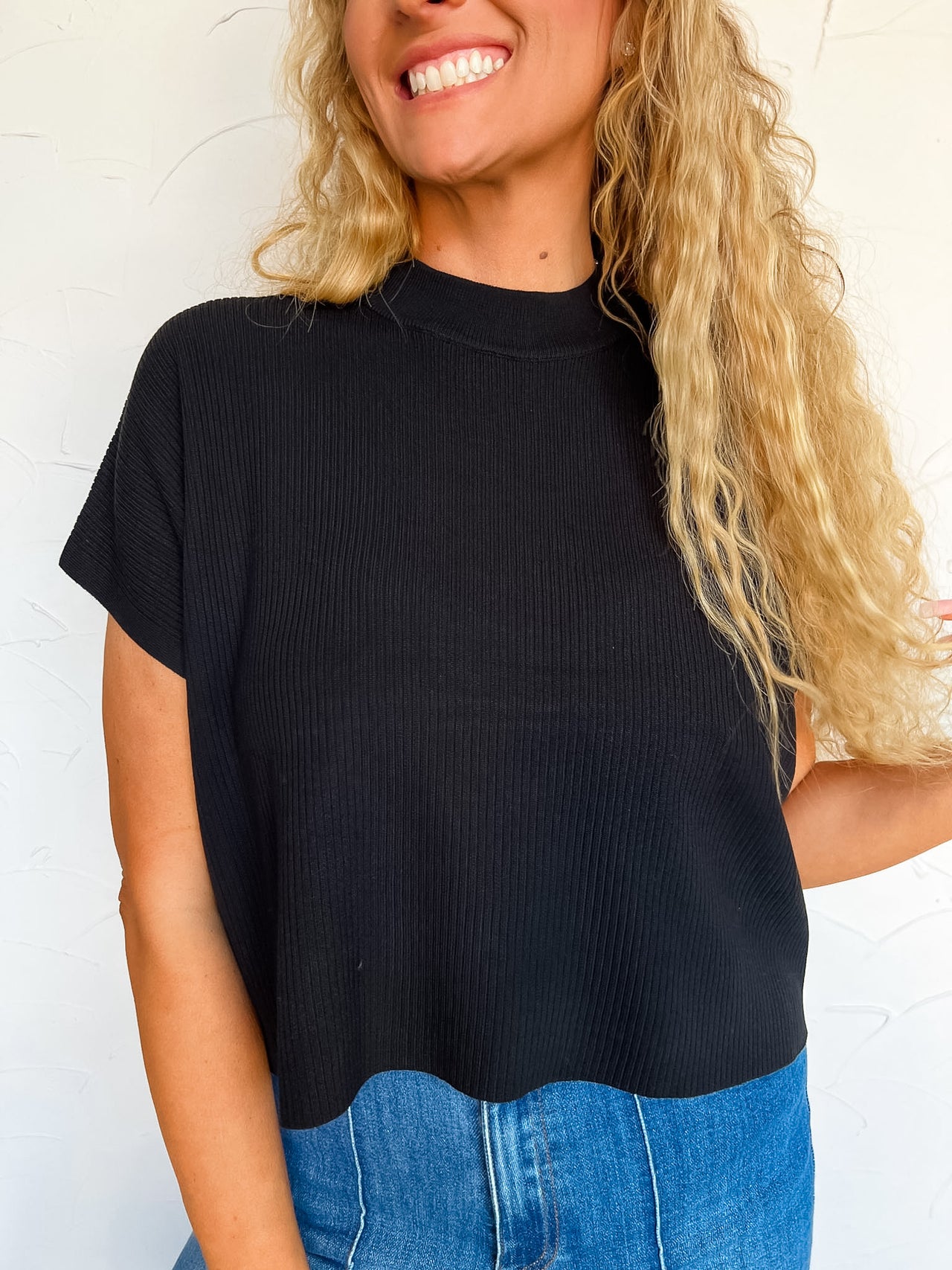 Stay Cute And Comfy Mock Neck Sweater- Black