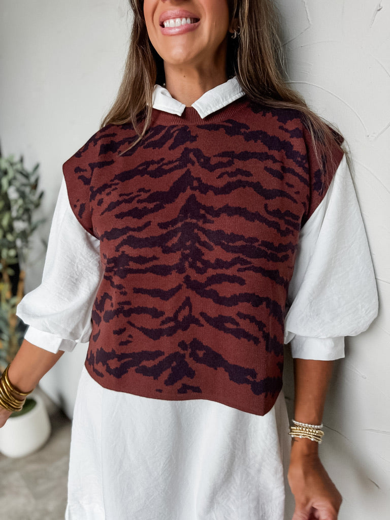 Queen Of The Jungle Knit Mock Neck Top