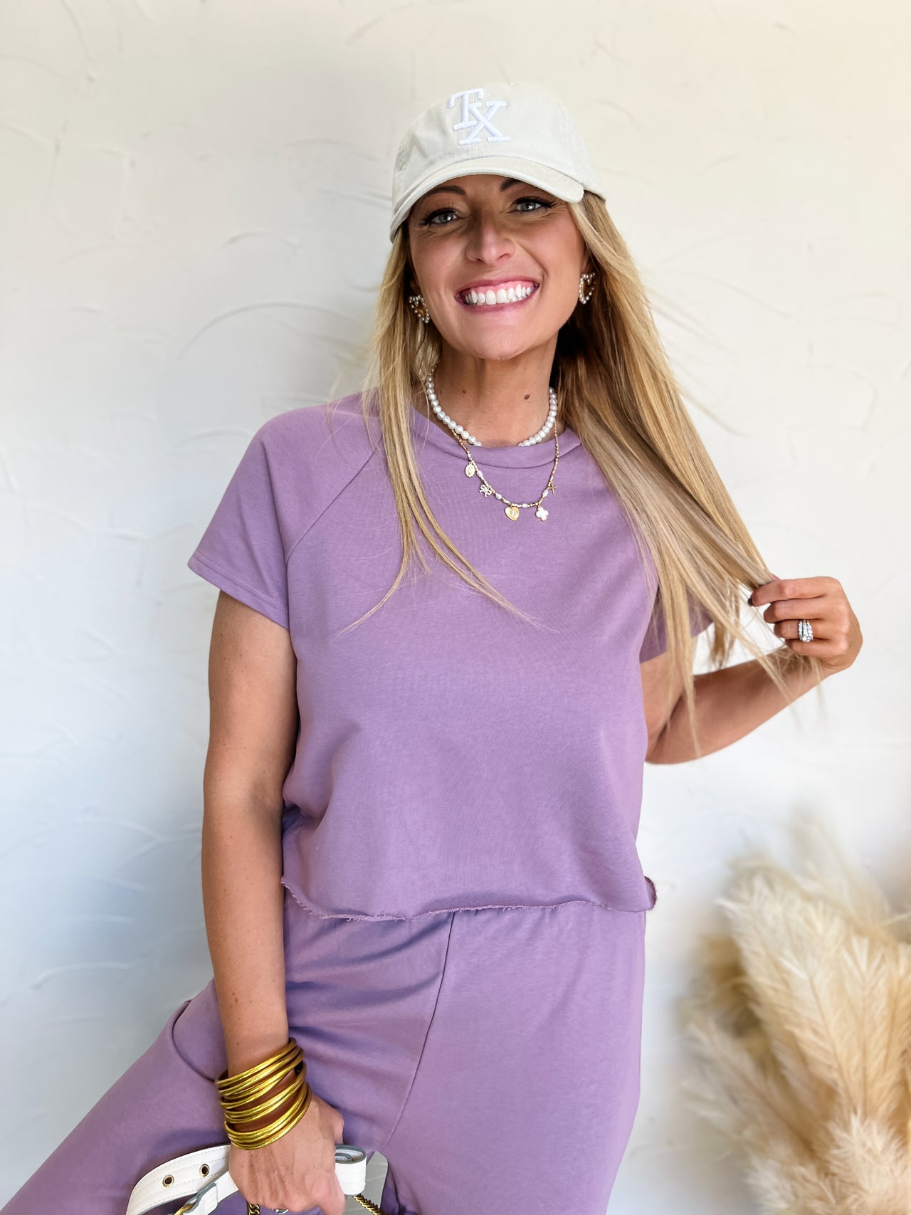 Mellow Mood Tee and Wide Leg Pants Set- Mauve