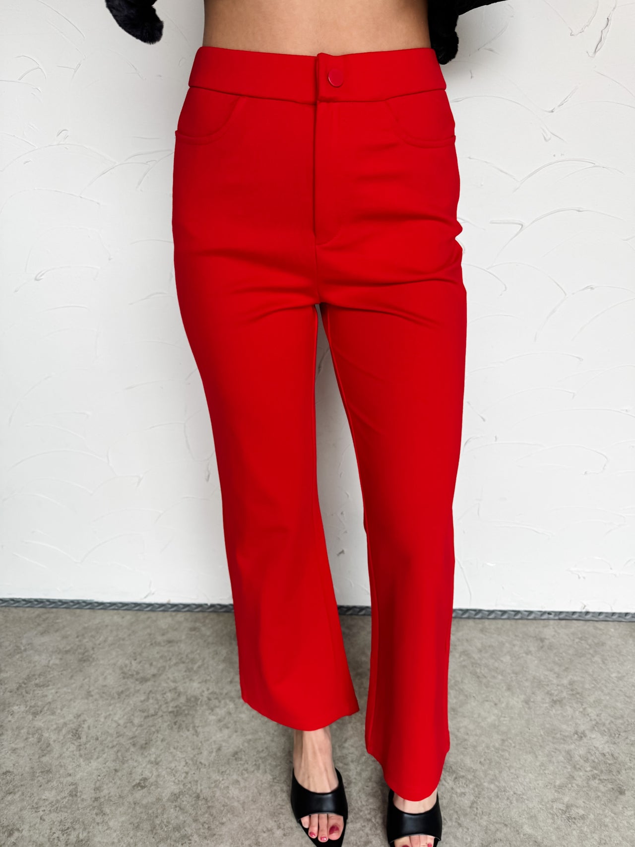 Classic Essential Straight Leg Pants- Red