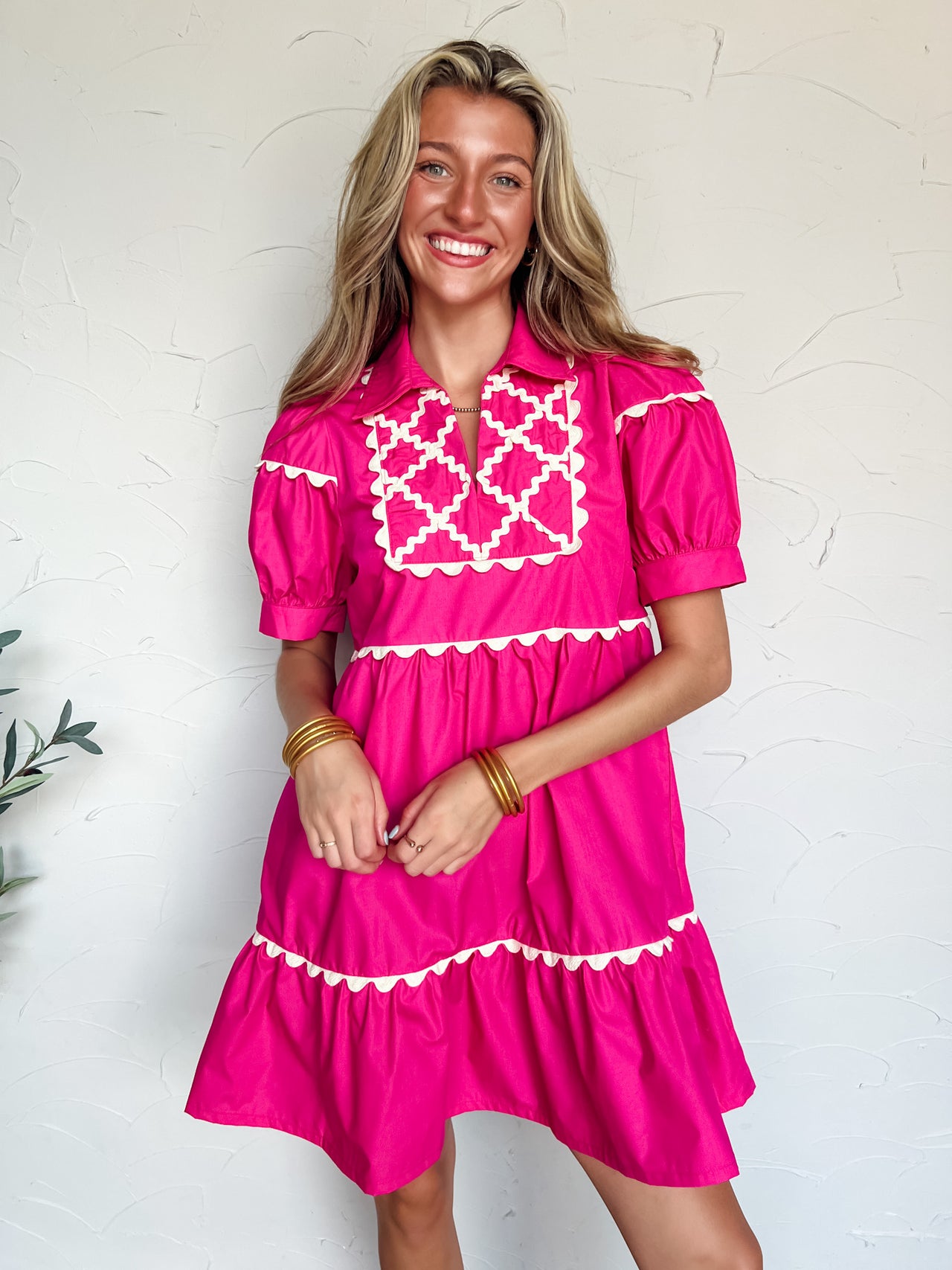 Personal Growth V Neck Tiered Dress