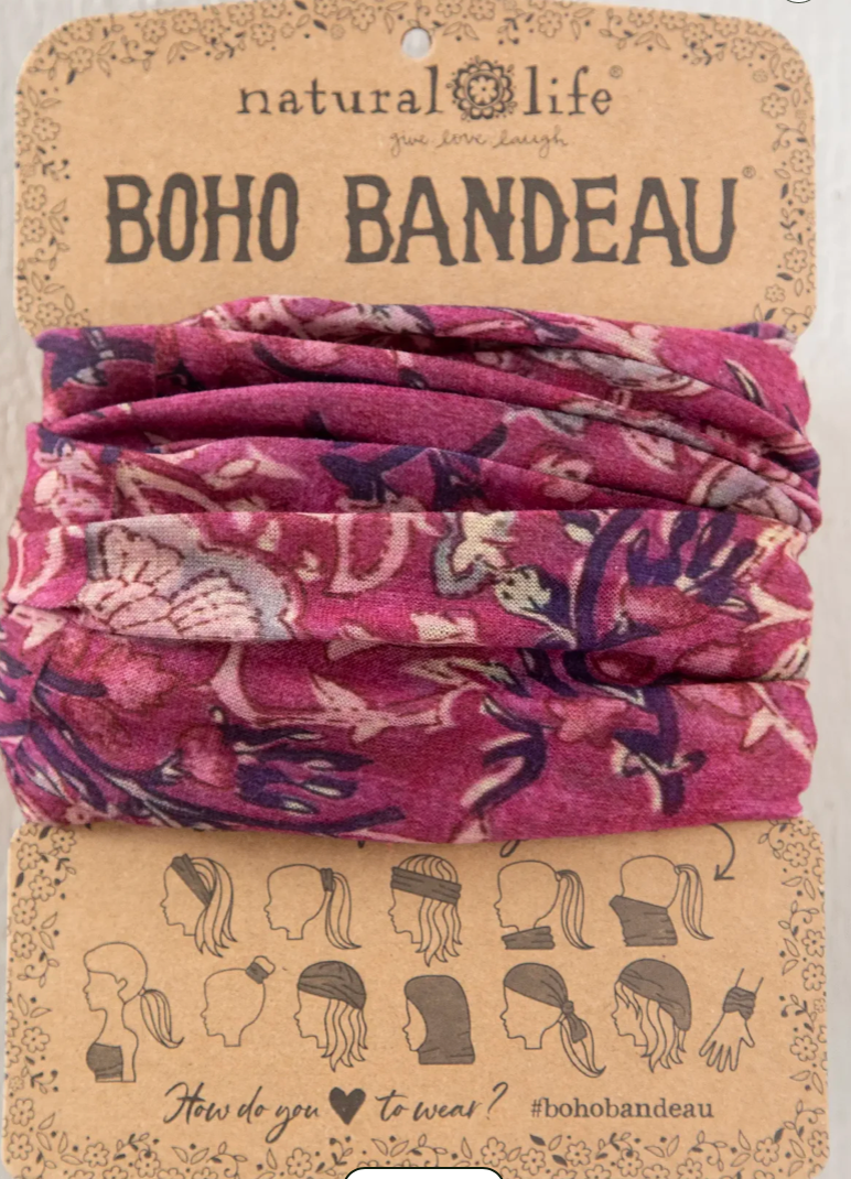 Mauve India Vines Full Boho Bandeau Headband