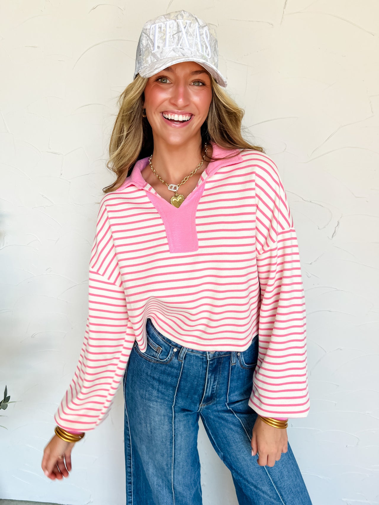 Show Some Growth Striped Pullover- Sweet Pink