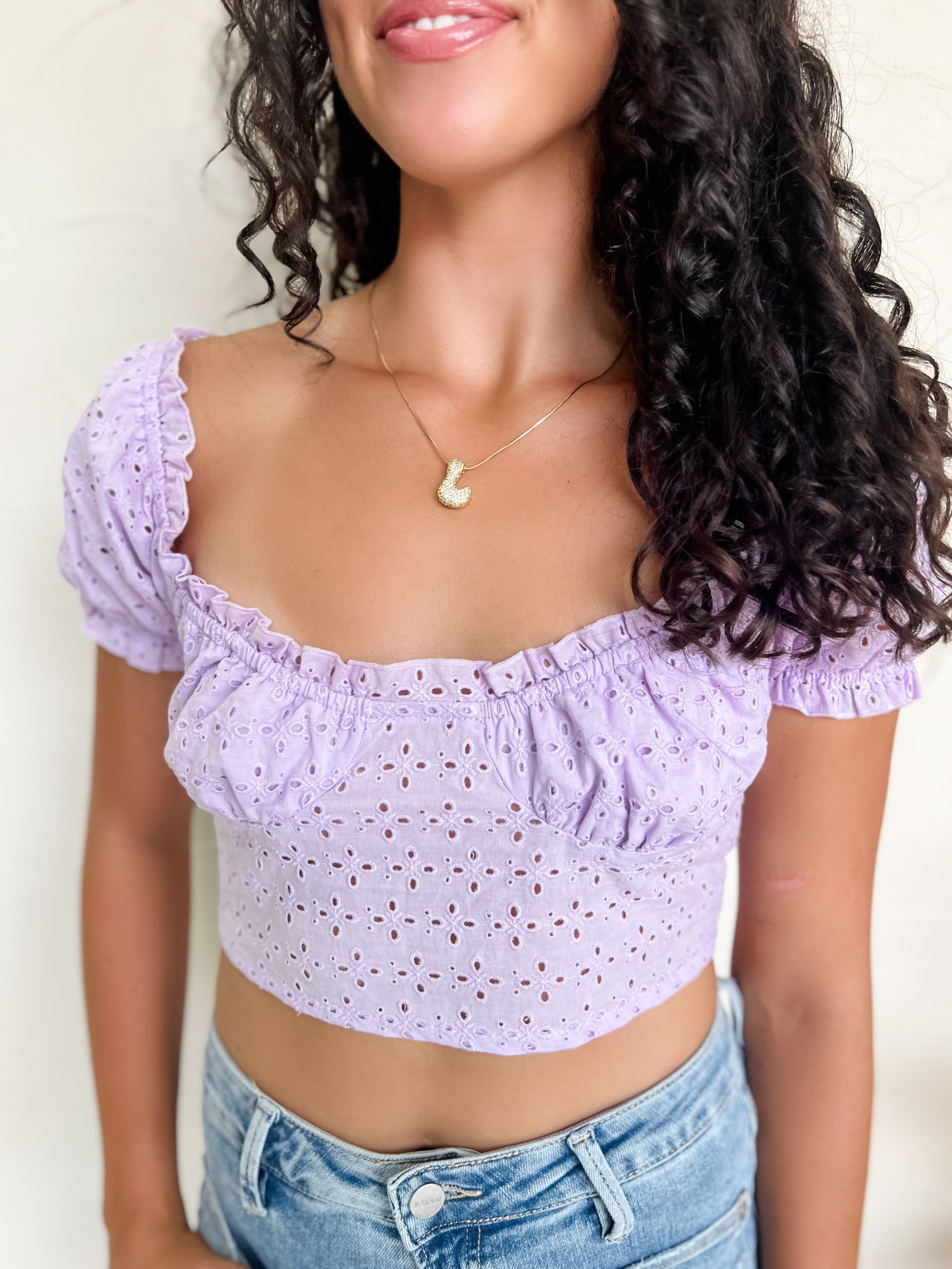 Mostly Amused Square Neck Top- Lilac