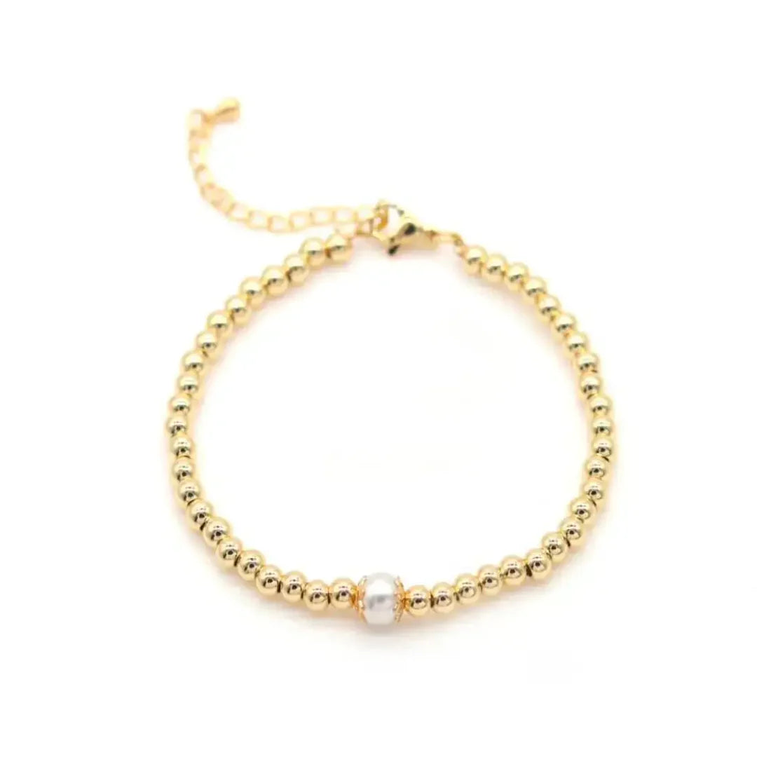 {SB} 4mm and Pearl Gold Filled Bracelet