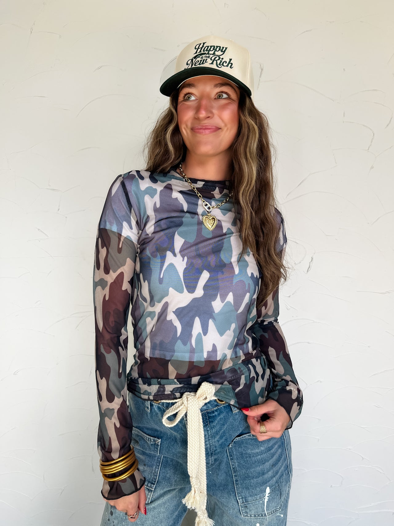 At A Glance High Neck Semi Sheer Top