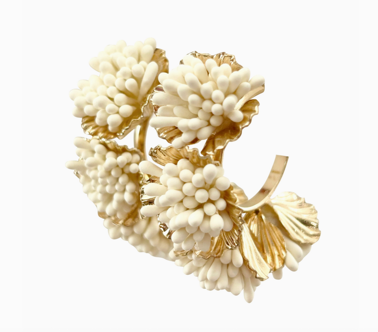 {Gemelli} Maxine Floral Hoop Earring - Cream