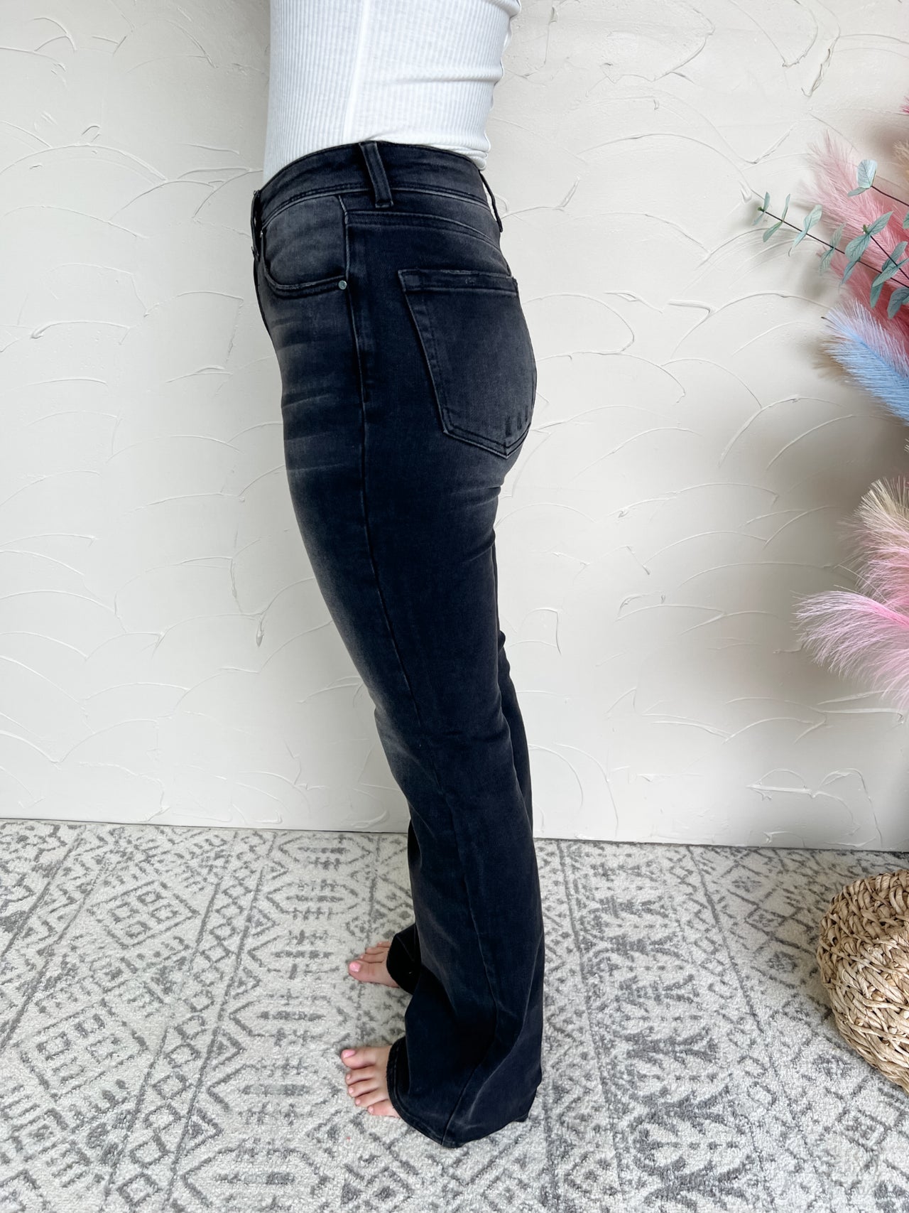 Live The Day Mid Rise Bootcut Jeans- Black