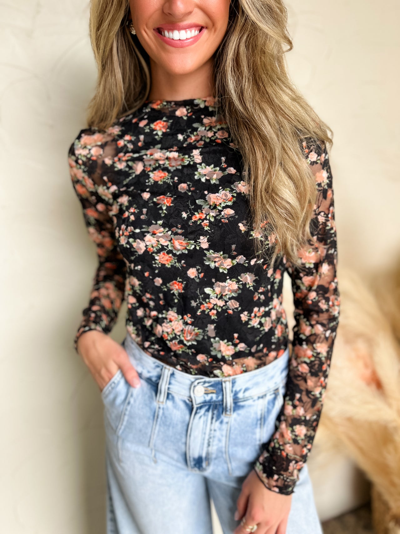 Sunshine Kind Of Vibe Floral Mesh Top