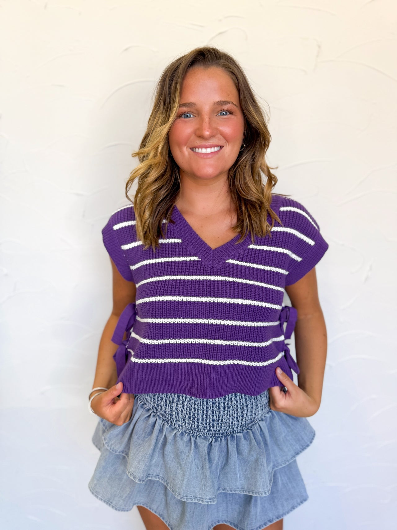 Just Keep It Simple Striped Sweater Vest