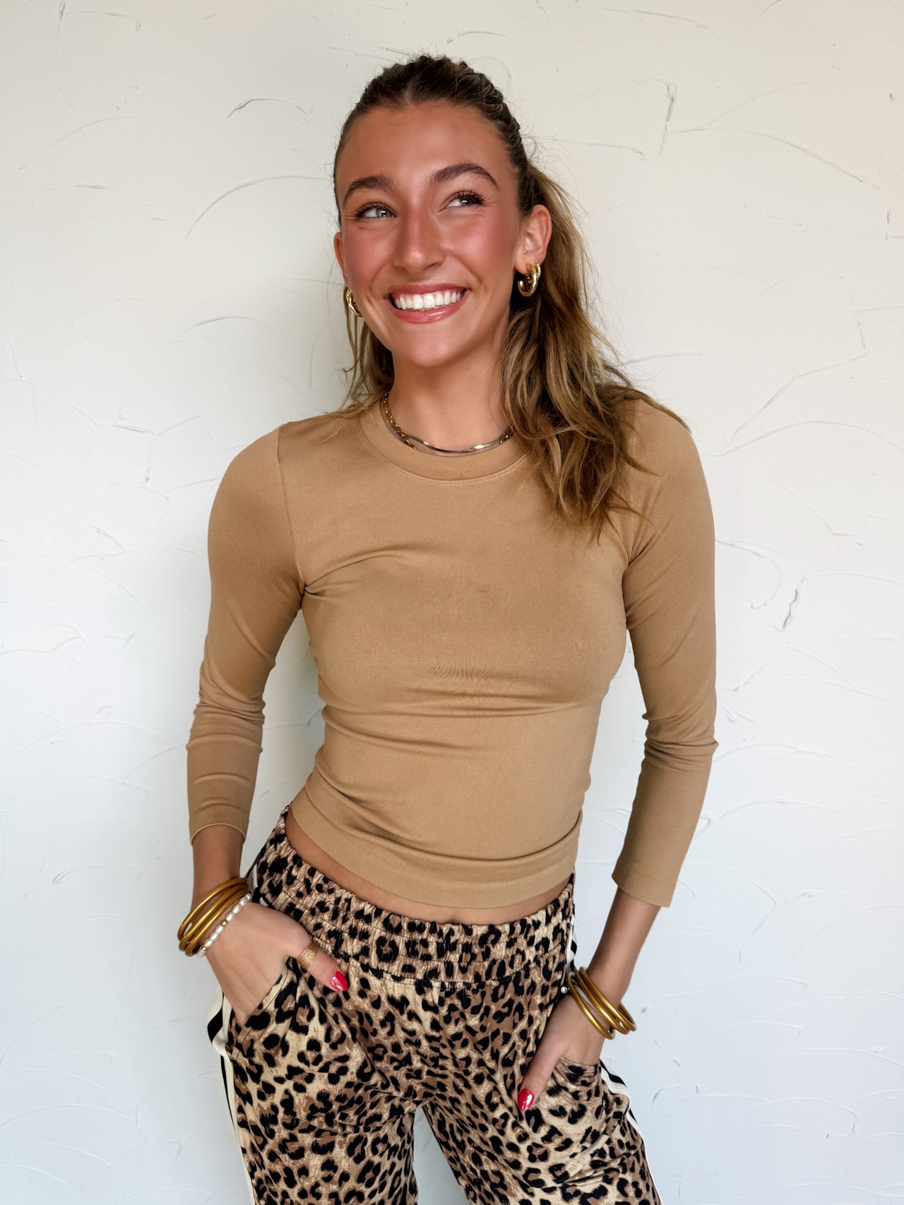 Series Of Dreams Cropped Long Sleeve- Caramel