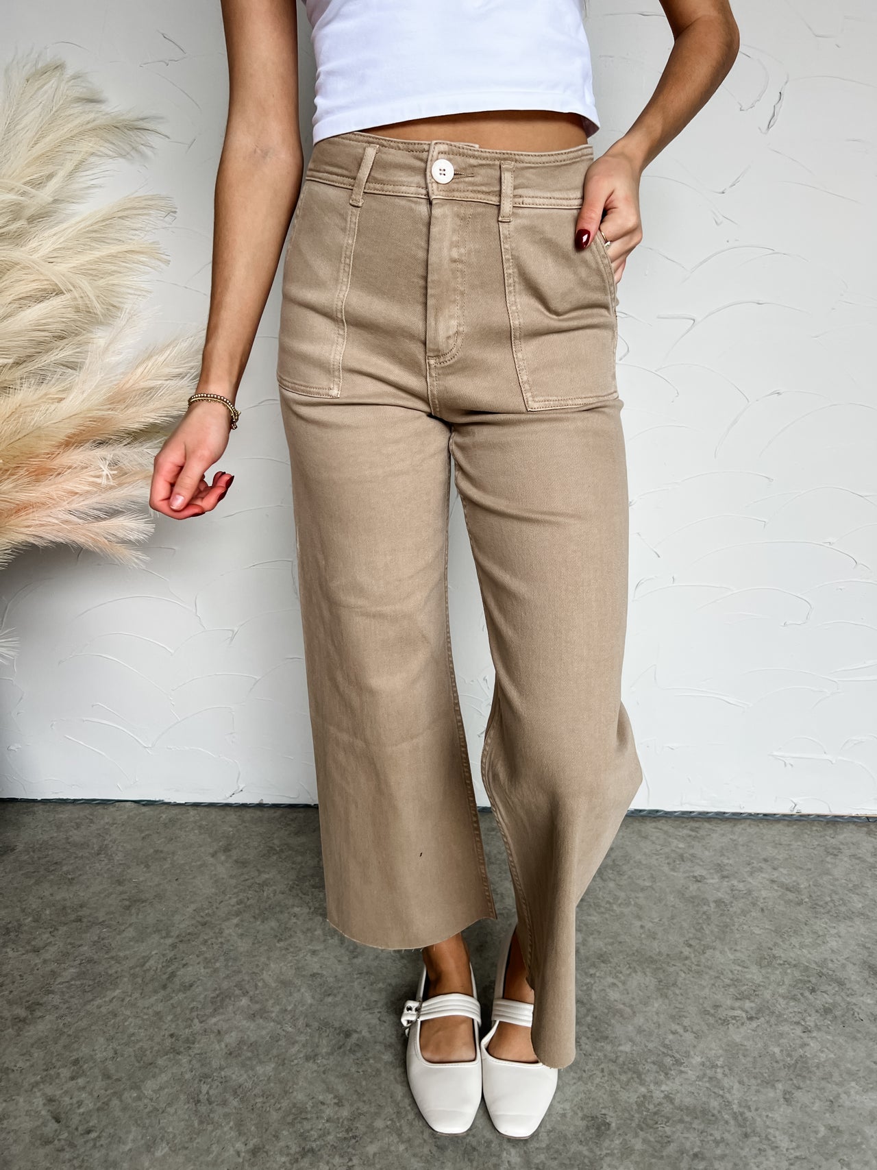 I'm Here For You Wide Leg Pants- Artichoke